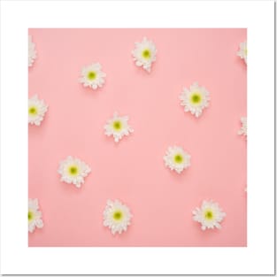 White flower, yellow and white flower, flowers background Posters and Art